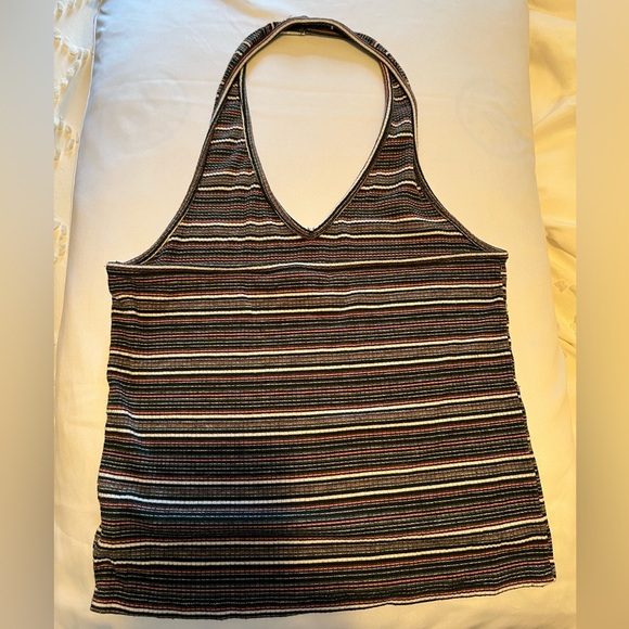 American Eagle Striped Ribbed Cropped Halter Top - Picture 4 of 7